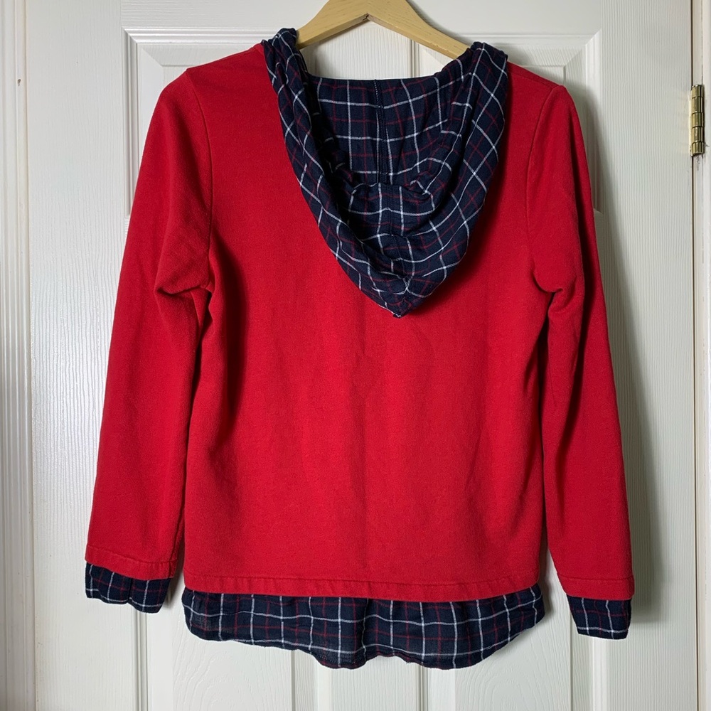 Tommy Hilfiger | Women's Layered Look Hooded Sweatshirt Red - M - Picture 6 of 9